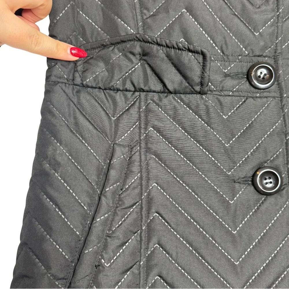 Rothschild Girls Quilted Coat Black Chevron‎ Pattern Size L 14 Winter Jacket